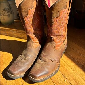 Tony Lama Leather Boots with Red Accent